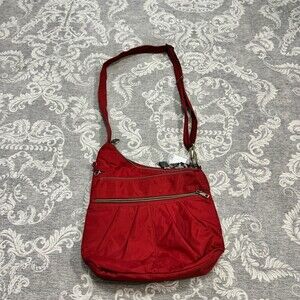 Travelon Anti-Theft Signature Crossbody Bag Womens Medium Red RFID Locking